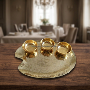 Juego de Vajilla de Aluminio Martillado Ecológico con Incrustaciones Doradas, 5 Piezas, con 3 Tazones, para Uso en el Hogar, Hoteles, Restaurantes y Fiestas - Product Image 3