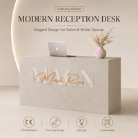 Comptoir de réception moderne blanc pour salon de beauté, comptoir d'accueil personnalisé avec logo, table de réception pour spa et hôtel, achat de mobilier tout-en-un
