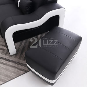 Canape De Salon Moderne En Cuir Noir Salon Meubles Sectionnel Grand Canapé Ensemble avec lumière <span class=keywords><strong>LED</strong></span> - Product Image 5