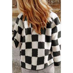 Nuovo Design Invernale: Cappotti Casual da Donna <span class=keywords><strong>in</strong></span> <span class=keywords><strong>Pelliccia</strong></span> Sintetica <span class=keywords><strong>con</strong></span> Stampa a Quadri, Antirughe, Monopetto, Lavorati a Maglia, <span class=keywords><strong>con</strong></span> Tasche Zip, Caldi e alla Moda - Product Image 4