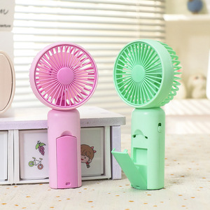 Portable Handheld <b>Fan</b> With Hidden Phone <b>Stand</b> Rechargeable Battery 2W DC Motor For Desk And Outdoor Use - Product Image 1