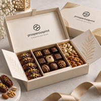 Boîte cadeau en papier carrée à double ouverture personnalisée pour les noix, le chocolat, les dattes, les pistaches, les bonbons, emballage pour le Ramadan