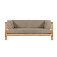 Canapé d'extérieur en teck pour cour, jardin, villa, maison d'hôtes – Mobilier en bois massif, étanche, anti-corrosion, mobile, pour loisirs en plein air