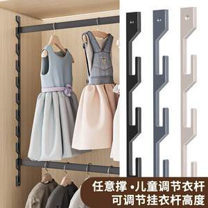 Barra para colgar ropa de aleación de aluminio, altura ajustable, para almacenamiento en armarios, uso doméstico - Product Image 4
