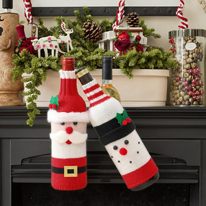 Decorazione natalizia 2025 bottiglia di vino di Babbo Natale Design a maglia per bottiglia di vino di natale decorazioni per le vacanze invernali - Product Image 2