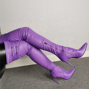 Double Buckle Strap Plus Size 47 Women Over Knee High <b>Boots</b> Side Zip Stiletto Ladies Pointed Toe Thigh High Long Booties - Product Image 6