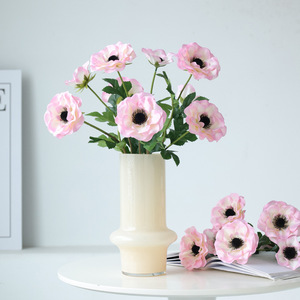 <b>Artificial</b> Anemone And Poppy <b>Flowers</b> Silk Fabric Pink White Red Yellow Blue Violet Wedding Home Decor Photography Props - Product Image 1