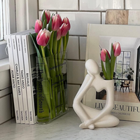 Porte-livres en pierre transparente moderne pour fleurs - Décoration d'étagère à livres mignonne Vase en acrylique artistique unique pour les amoureux des livres
