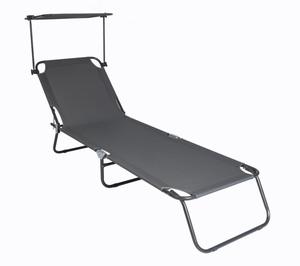 Portable Folding Camping Bed Sun Lounger Outdoor Patio Lounge <strong>Recliner</strong> <strong>Garden</strong> Chair <strong>Recliner</strong> with Sunshade Canopy - Product Image 1