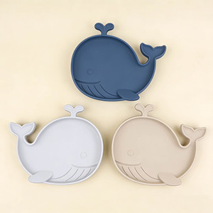 Assiettes pour bébé en silicone sans BPA, logo personnalisé, motif requin mignon, <span class=keywords><strong>vaisselle</strong></span> en silicone de qualité alimentaire, assiette à ventouse pour bébé - Product Image 2