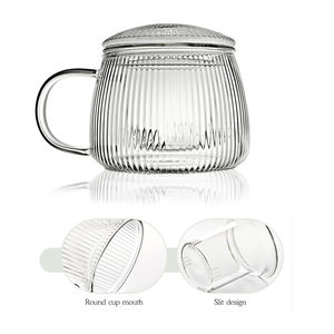 Passoire de 400ml <span class=keywords><strong>Tasse</strong></span> en verre borosilicaté transparent <span class=keywords><strong>Tasse</strong></span> <span class=keywords><strong>à</strong></span> thé <span class=keywords><strong>à</strong></span> rayures verticales <span class=keywords><strong>Tasse</strong></span> <span class=keywords><strong>à</strong></span> infuser en verre nervuré <span class=keywords><strong>avec</strong></span> <span class=keywords><strong>filtre</strong></span> <span class=keywords><strong>et</strong></span> <span class=keywords><strong>couvercle</strong></span> - Product Image 1