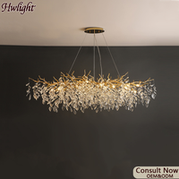 Lustre moderne de luxe en cristal en forme de branche d'arbre, luminaire suspendu pour salon, salle à manger, hôtel, villa, décoration de plafond dorée de luxe