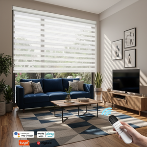 Persianas Zebra de la <span class=keywords><strong>Mejor</strong></span> <span class=keywords><strong>Calidad</strong></span>, Sin Taladro, <span class=keywords><strong>Precio</strong></span> al por Mayor, 100% Tela de Poliéster, Inalámbricas, Motorizadas Inteligentes para Hotel y Oficina - Product Image 2