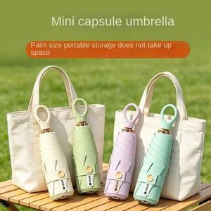 Mini parapluie pliant format paume avec poignée boucle, protection UV, baleines dorées, portable, pour femmes, usage quotidien - Product Image 4