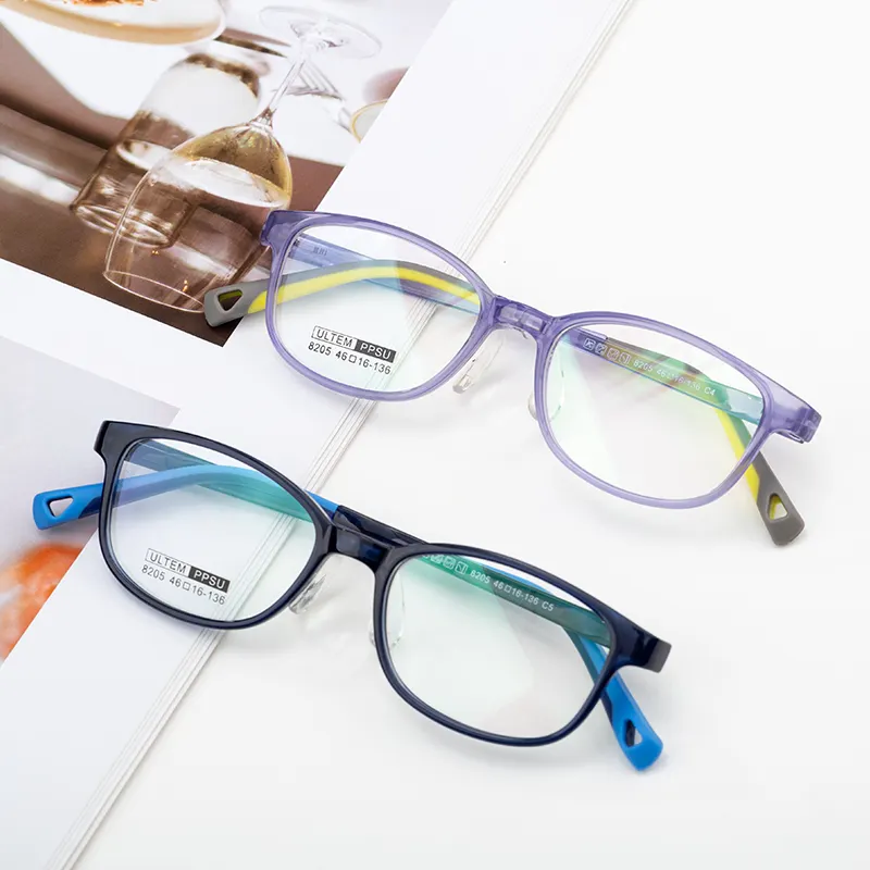 Lunettes pour enfants vente en gros de lunettes à monture de haute qualité incassable pointe en caoutchouc PPSU monture optique pour enfants