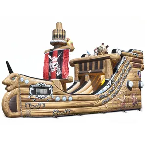 Multi Play Slide Pirate Ship n Luftbett für kleines Kind mit Captain Pirate Ship Form n Air Bounce Piraten schiff Rutsche