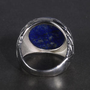 Bague personnalisée en argent sterling 925 massif véritable, gravée de branches d'arbre en <span class=keywords><strong>lapis</strong></span>-<span class=keywords><strong>lazuli</strong></span> naturel, pour homme, style turc, avec pierres précieuses - Product Image 4