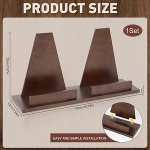 Wooden Record Holder Bookshelf Support Minimalist Design For Kitchen Office Desk Use Retro Color Natural Wood - Product Image 4