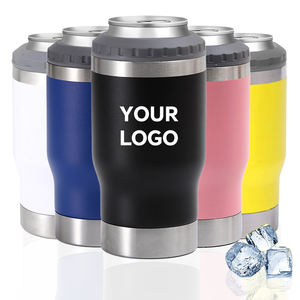 Refroidisseur de canettes en acier inoxydable à double paroi, personnalisé avec logo, pour cocktails et spiritueux, 14 oz, droit, portable, mini, avec porte-clés - Product Image 1