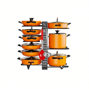 Étagère de rangement pour casseroles à 8 niveaux, armoire de rangement de cuisine pour casseroles, poêles et couvercles, design minimaliste autoportant D0100HAMLHA - Product Image 1