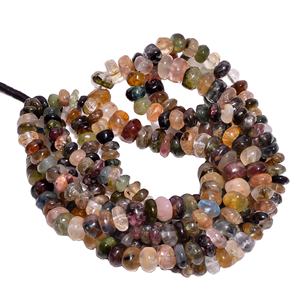 Hilo liso de alta calidad suelto de 7x5 a 9x6mm cuentas redondas de turmalina múltiple piedras preciosas naturales para uso en Diseño Artesanal de joyería - Product Image 1