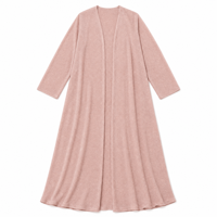 Abaya en tricot rose poudré sur mesure, ouverte sur le devant, à manches longues, robe kaftan musulmane, vêtements modestes du Moyen-Orient, fabrication OEM directe d'usine