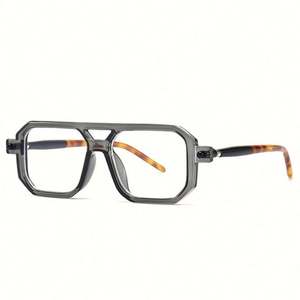 Lunettes de soleil carrées unisexes personnalisées anti-lumière bleue UV400 à double pont, monture transparente polygonale, pour ordinateur - Product Image 6