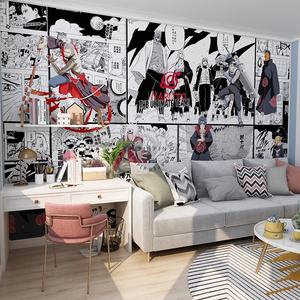 Papier peint d'anime japonais Shippuden Xiao Organization, noir et blanc, style bande dessinée - Product Image 1