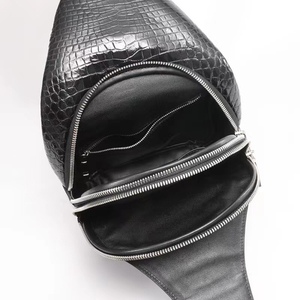 <b>Men's</b> Luxury Crocodile Skin Chest <b>Bag</b> Genuine Leather Cowhide Lining Waterproof Portable Durable Casual <b>Sling</b> Backpack for - Product Image 4