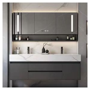 China Factory Custom Bathroom <b>Vanities</b> Double Sink Bathroom <b>Vanity</b> with Led <b>Mirror</b> - Product Image 1