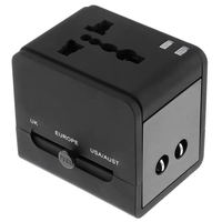 Pengisi Daya Perjalanan Universal AS EU UK AU 1 USB dan 1 Type-C 2.4A Maks Adaptor Colokan Dinding