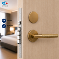 Serrure de porte intelligente pour hôtel en laiton avec carte 13,56 MHz |   Alarme anti-effraction dorée |   Compatible avec les portes en acier |   Homologué UL |