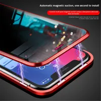 Coque magnétique anti-espion avec double verre trempé et cadre métallique pour iPhone 17 Pro 16 15 – Protection d'écran et confidentialité