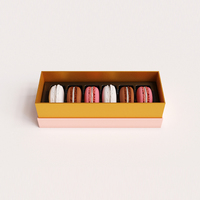 Boîte cadeau macaron de luxe personnalisée 6 pièces avec couvercle rigide et insert – Emballage alimentaire haut de gamme personnalisé pour cadeaux de boutique