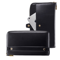 Dompet Kulit Asli Multifungsi Unisex Anti RFID dengan Ritsleting, Tas Selempang, Tas Perjalanan, Tahan Air, Portabel, Modis 1L