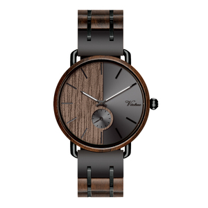 Reloj de madera de diseño personalizado para Hombre, cronógrafo de acero inoxidable con logotipo personalizado de fábrica de <span class=keywords><strong>China</strong></span>, bajo pedido, envío directo, 2021 - Product Image 1