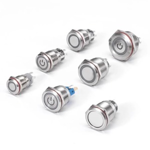 <strong>Metal</strong> <strong>Button</strong> Switch Knob, Circular <strong>Press</strong> Type with <strong>Light</strong>, Self-locking <strong>Power</strong> Supply A4, Miniature Waterproof <strong>Button</strong> B4 - Product Image 1