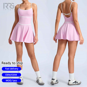 Roregal Summer New Color Block Tennis Dress Women Sexy Spaghetti Strap Athletic Dress With Built-in Shorts For Golf