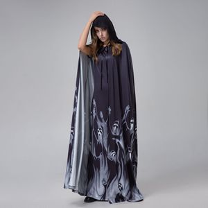 Costume de mariée fantôme pour femmes, cape avec imprimé crâne, robe longue à capuche pour tenue de fête cosplay - Product Image 4