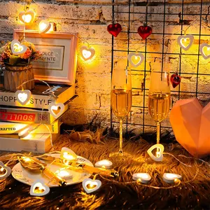 Lampu gantung LED cinta kayu, lampu gantung pernikahan pengakuan Hari Valentine pohon Natal