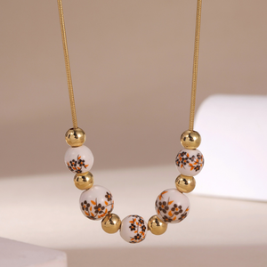 18-каратное Золотое ожерелье из нержавеющей стали винтажный синий фарфор кулон китайская керамическая бижутерия традиционное элегантное женское ожерелье - Product Image 3