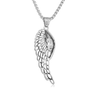 Pendentif aile en acier inoxydable, design creux, pour hommes et femmes, collier tendance, cadeau - Product Image 2