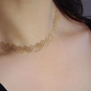 Collier chaîne en dentelle en or jaune véritable 18 carats de luxe pour femmes, design original fait main, ne ternit pas, prix de gros Xinfly - Product Image 4