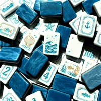 XFL Fabrik Maßgefertigtes Graviertes Acryl Amerikanisches Mahjong-Set Dreischichtiges Meeres-Themen-Design Tiefblaue Küsten-Mahjong-Steine