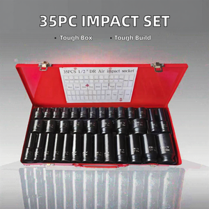 Oferta Especial OEM HARDLAND TLS-095 Juego de 35 Piezas de Llaves de Impacto Neumáticas de 1/2 Pulgada, Acero Cr-V con Recubrimiento de Fosfato Negro, en Estuche Resistente - Product Image 2