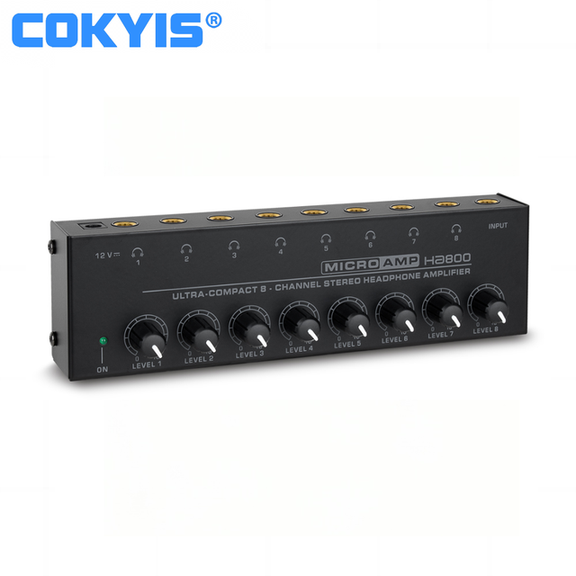 HA800 Professional Home Headphone Amplifier 8-Channel Metal Stereo with Volume Control and Earphone Splitter