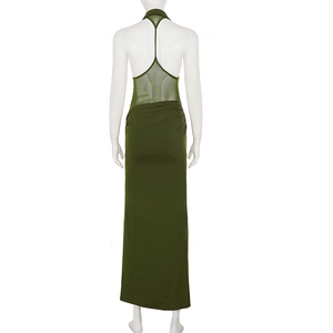 Robe longue élégante à col bénitier avec détails métalliques, dos nu, coupe ajustée, pour soirée, pour femme - Product Image 6