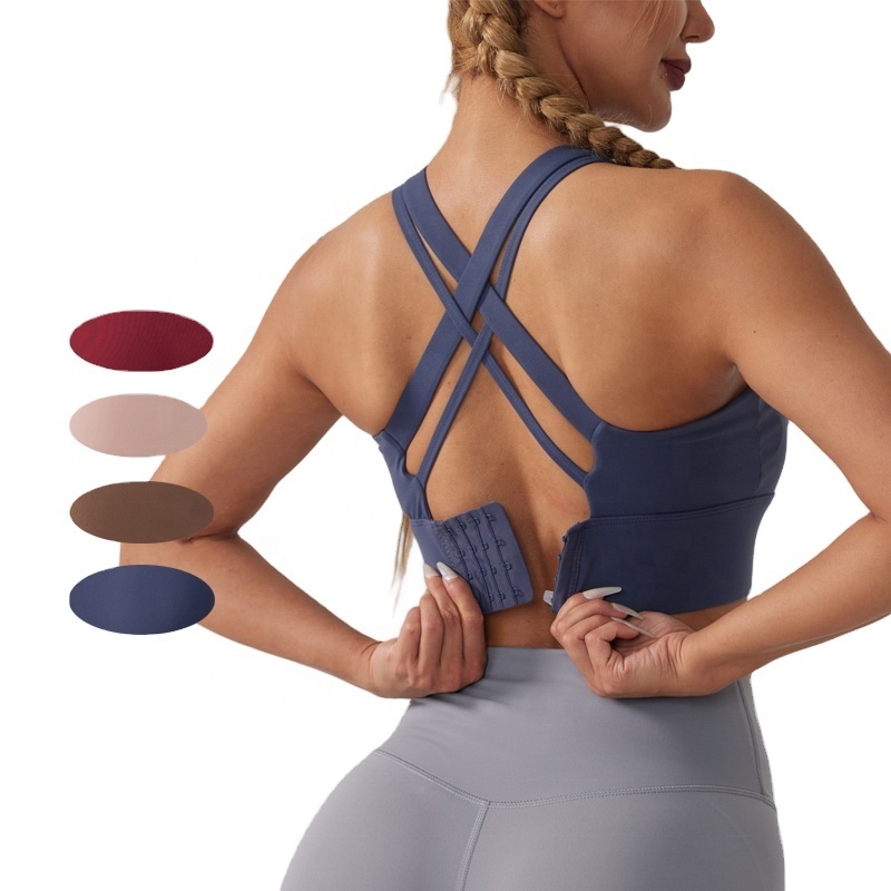 S-3XL Plus Size Women Seamless Sport Yoga Bras Gym Fitness Cross Strap Backless Vest Clothes Bra Yoga Workout Running Sport Tops