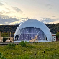 Tente de glamping en PVC pour l'extérieur, dôme géodésique avec salle de bain, résistante aux intempéries toute l'année