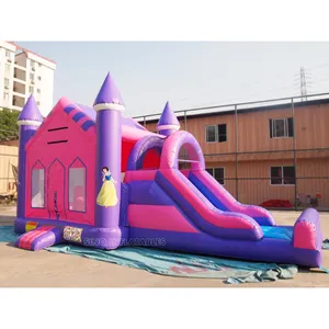 Thương mại cấp 4in1 trẻ em công chúa inflatable nhà bị trả lại được làm bằng chì miễn phí pvc bạt từ Quảng Châu inflatables